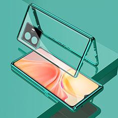 Coque Rebord Bumper Luxe Aluminum Metal Miroir 360 Degres Housse Etui Aimant pour Vivo Y77e 5G Vert