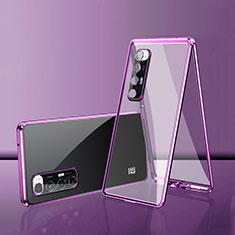 Coque Rebord Bumper Luxe Aluminum Metal Miroir 360 Degres Housse Etui Aimant pour Xiaomi Mi 10S 5G Violet