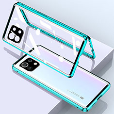 Coque Rebord Bumper Luxe Aluminum Metal Miroir 360 Degres Housse Etui Aimant pour Xiaomi Mi 11 5G Vert