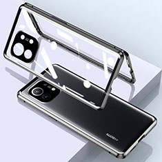 Coque Rebord Bumper Luxe Aluminum Metal Miroir 360 Degres Housse Etui Aimant pour Xiaomi Mi 11 Lite 4G Noir