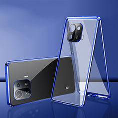 Coque Rebord Bumper Luxe Aluminum Metal Miroir 360 Degres Housse Etui Aimant pour Xiaomi Mi 11 Pro 5G Bleu