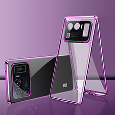 Coque Rebord Bumper Luxe Aluminum Metal Miroir 360 Degres Housse Etui Aimant pour Xiaomi Mi 11 Ultra 5G Violet
