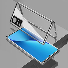 Coque Rebord Bumper Luxe Aluminum Metal Miroir 360 Degres Housse Etui Aimant pour Xiaomi Mi 12T Pro 5G Argent