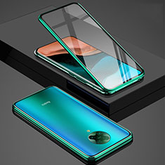 Coque Rebord Bumper Luxe Aluminum Metal Miroir 360 Degres Housse Etui Aimant pour Xiaomi Poco F2 Pro Vert