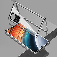 Coque Rebord Bumper Luxe Aluminum Metal Miroir 360 Degres Housse Etui Aimant pour Xiaomi Poco F4 5G Argent