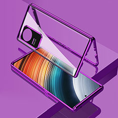 Coque Rebord Bumper Luxe Aluminum Metal Miroir 360 Degres Housse Etui Aimant pour Xiaomi Poco F4 5G Violet