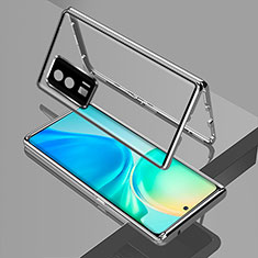 Coque Rebord Bumper Luxe Aluminum Metal Miroir 360 Degres Housse Etui Aimant pour Xiaomi Poco F5 Pro 5G Argent