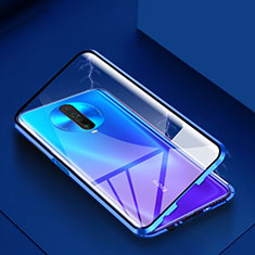 Coque Rebord Bumper Luxe Aluminum Metal Miroir 360 Degres Housse Etui Aimant pour Xiaomi Poco X2 Bleu