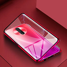 Coque Rebord Bumper Luxe Aluminum Metal Miroir 360 Degres Housse Etui Aimant pour Xiaomi Poco X2 Rouge