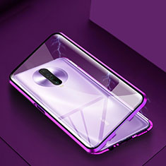 Coque Rebord Bumper Luxe Aluminum Metal Miroir 360 Degres Housse Etui Aimant pour Xiaomi Poco X2 Violet