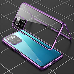 Coque Rebord Bumper Luxe Aluminum Metal Miroir 360 Degres Housse Etui Aimant pour Xiaomi Poco X3 GT 5G Violet