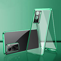 Coque Rebord Bumper Luxe Aluminum Metal Miroir 360 Degres Housse Etui Aimant pour Xiaomi Redmi A2 Plus Vert