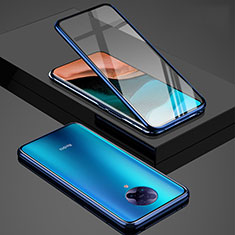 Coque Rebord Bumper Luxe Aluminum Metal Miroir 360 Degres Housse Etui Aimant pour Xiaomi Redmi K30 Pro 5G Bleu