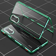 Coque Rebord Bumper Luxe Aluminum Metal Miroir 360 Degres Housse Etui Aimant pour Xiaomi Redmi K40 Gaming 5G Vert