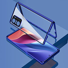 Coque Rebord Bumper Luxe Aluminum Metal Miroir 360 Degres Housse Etui Aimant pour Xiaomi Redmi K40 Pro 5G Bleu