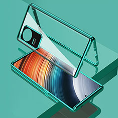 Coque Rebord Bumper Luxe Aluminum Metal Miroir 360 Degres Housse Etui Aimant pour Xiaomi Redmi K40S 5G Vert