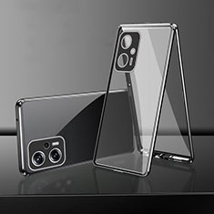 Coque Rebord Bumper Luxe Aluminum Metal Miroir 360 Degres Housse Etui Aimant pour Xiaomi Redmi K50i 5G Noir