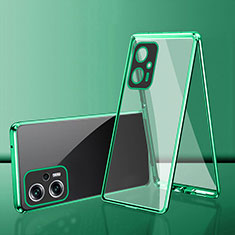 Coque Rebord Bumper Luxe Aluminum Metal Miroir 360 Degres Housse Etui Aimant pour Xiaomi Redmi K50i 5G Vert