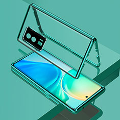 Coque Rebord Bumper Luxe Aluminum Metal Miroir 360 Degres Housse Etui Aimant pour Xiaomi Redmi K60 5G Vert