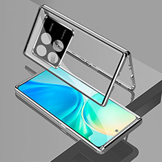 Coque Rebord Bumper Luxe Aluminum Metal Miroir 360 Degres Housse Etui Aimant pour Xiaomi Redmi K70 5G Argent