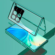 Coque Rebord Bumper Luxe Aluminum Metal Miroir 360 Degres Housse Etui Aimant pour Xiaomi Redmi K70 5G Vert