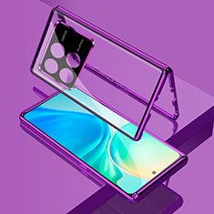 Coque Rebord Bumper Luxe Aluminum Metal Miroir 360 Degres Housse Etui Aimant pour Xiaomi Redmi K70 Pro 5G Violet