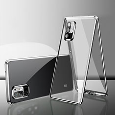 Coque Rebord Bumper Luxe Aluminum Metal Miroir 360 Degres Housse Etui Aimant pour Xiaomi Redmi Note 11 SE 5G Argent