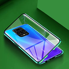 Coque Rebord Bumper Luxe Aluminum Metal Miroir 360 Degres Housse Etui Aimant pour Xiaomi Redmi Note 9 Pro Max Vert