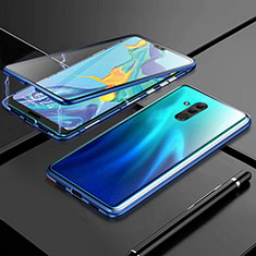 Coque Rebord Bumper Luxe Aluminum Metal Miroir 360 Degres Housse Etui Aimant T01 pour Huawei Mate 20 Lite Bleu