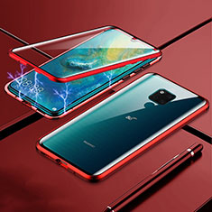 Coque Rebord Bumper Luxe Aluminum Metal Miroir 360 Degres Housse Etui Aimant T01 pour Huawei Mate 20 X 5G Rouge