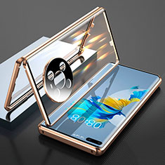 Coque Rebord Bumper Luxe Aluminum Metal Miroir 360 Degres Housse Etui Aimant T01 pour Huawei Mate 40 Pro Or