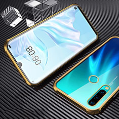 Coque Rebord Bumper Luxe Aluminum Metal Miroir 360 Degres Housse Etui Aimant T01 pour Huawei Nova 4e Or