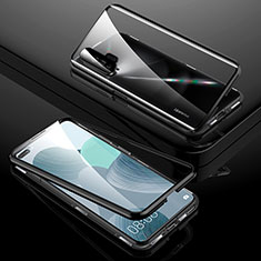 Coque Rebord Bumper Luxe Aluminum Metal Miroir 360 Degres Housse Etui Aimant T01 pour Huawei Nova 6 Noir