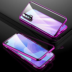 Coque Rebord Bumper Luxe Aluminum Metal Miroir 360 Degres Housse Etui Aimant T01 pour Huawei Nova 6 Violet