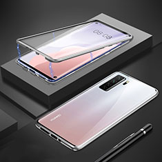 Coque Rebord Bumper Luxe Aluminum Metal Miroir 360 Degres Housse Etui Aimant T01 pour Huawei Nova 7 SE 5G Argent