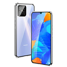 Coque Rebord Bumper Luxe Aluminum Metal Miroir 360 Degres Housse Etui Aimant T01 pour Huawei Nova 8 SE 5G Argent