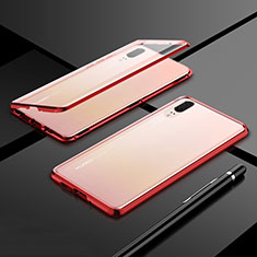 Coque Rebord Bumper Luxe Aluminum Metal Miroir 360 Degres Housse Etui Aimant T01 pour Huawei P20 Rouge