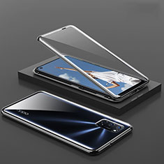 Coque Rebord Bumper Luxe Aluminum Metal Miroir 360 Degres Housse Etui Aimant T01 pour Oppo A72 Noir