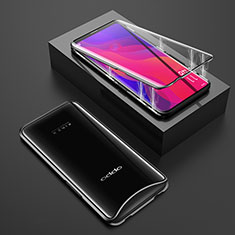 Coque Rebord Bumper Luxe Aluminum Metal Miroir 360 Degres Housse Etui Aimant T01 pour Oppo Find X Super Flash Edition Noir