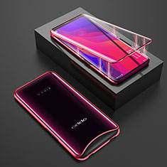 Coque Rebord Bumper Luxe Aluminum Metal Miroir 360 Degres Housse Etui Aimant T01 pour Oppo Find X Super Flash Edition Rouge