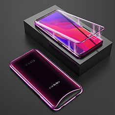 Coque Rebord Bumper Luxe Aluminum Metal Miroir 360 Degres Housse Etui Aimant T01 pour Oppo Find X Super Flash Edition Violet