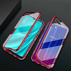 Coque Rebord Bumper Luxe Aluminum Metal Miroir 360 Degres Housse Etui Aimant T01 pour Oppo R17 Neo Rouge