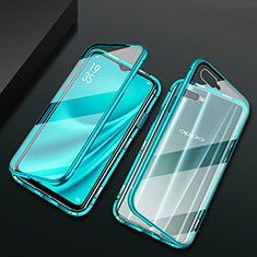 Coque Rebord Bumper Luxe Aluminum Metal Miroir 360 Degres Housse Etui Aimant T01 pour Oppo R17 Neo Vert