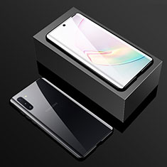 Coque Rebord Bumper Luxe Aluminum Metal Miroir 360 Degres Housse Etui Aimant T01 pour Samsung Galaxy Note 10 Noir