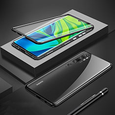 Coque Rebord Bumper Luxe Aluminum Metal Miroir 360 Degres Housse Etui Aimant T01 pour Xiaomi Mi Note 10 Pro Noir