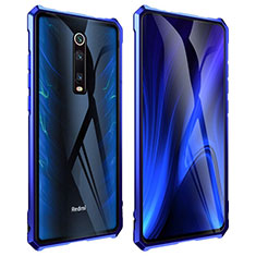 Coque Rebord Bumper Luxe Aluminum Metal Miroir 360 Degres Housse Etui Aimant T01 pour Xiaomi Redmi K20 Pro Bleu