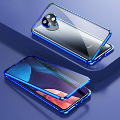 Coque Rebord Bumper Luxe Aluminum Metal Miroir 360 Degres Housse Etui Aimant T01 pour Xiaomi Redmi K30 Pro 5G Bleu