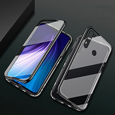 Coque Rebord Bumper Luxe Aluminum Metal Miroir 360 Degres Housse Etui Aimant T01 pour Xiaomi Redmi Note 8T Noir