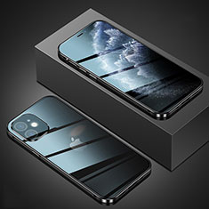 Coque Rebord Bumper Luxe Aluminum Metal Miroir 360 Degres Housse Etui Aimant T02 pour Apple iPhone 12 Mini Noir