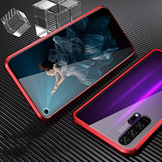 Coque Rebord Bumper Luxe Aluminum Metal Miroir 360 Degres Housse Etui Aimant T02 pour Huawei Honor 20 Pro Rouge